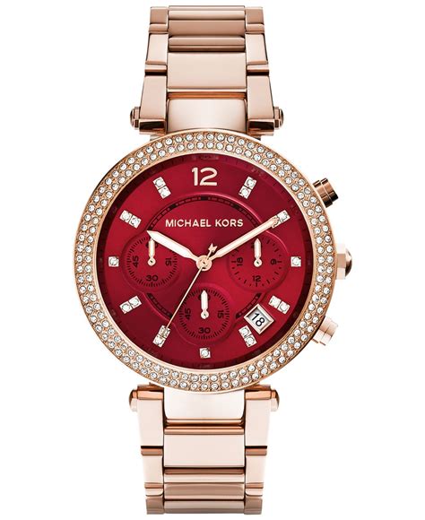 michael kors parker rose gold crystal chronograph ladies watch|michael kors parker rose watch.